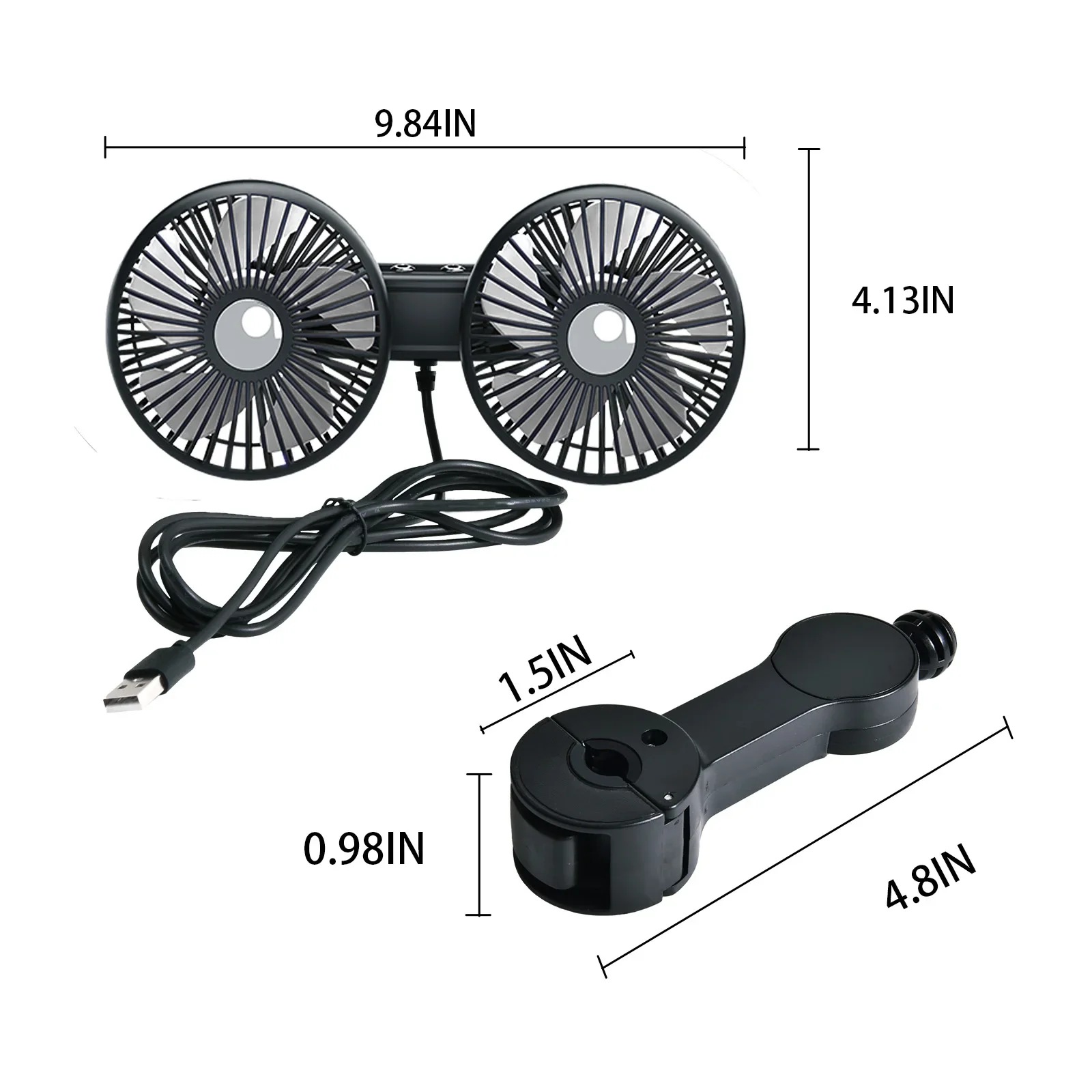 Ventilador De Encosto De Cabeça Para Carro Hipacool Com Duas Cabeças, Ajustável Em 360°, 3 Velocidades, Sem Escovas, Para Tomada F5208