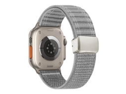 Bracelete para Apple Watch 46/49/45/44mm Nylon com Padrão Ondulado e Fecho Magnético Cinza Claro XIAOMOYU