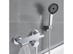 Torneira para Banheira em Cascata Misturador de Parede em Latão Cromado com Chuveiro de Mão de 5 Funções AURALUM MAX (Outlet Grade A)