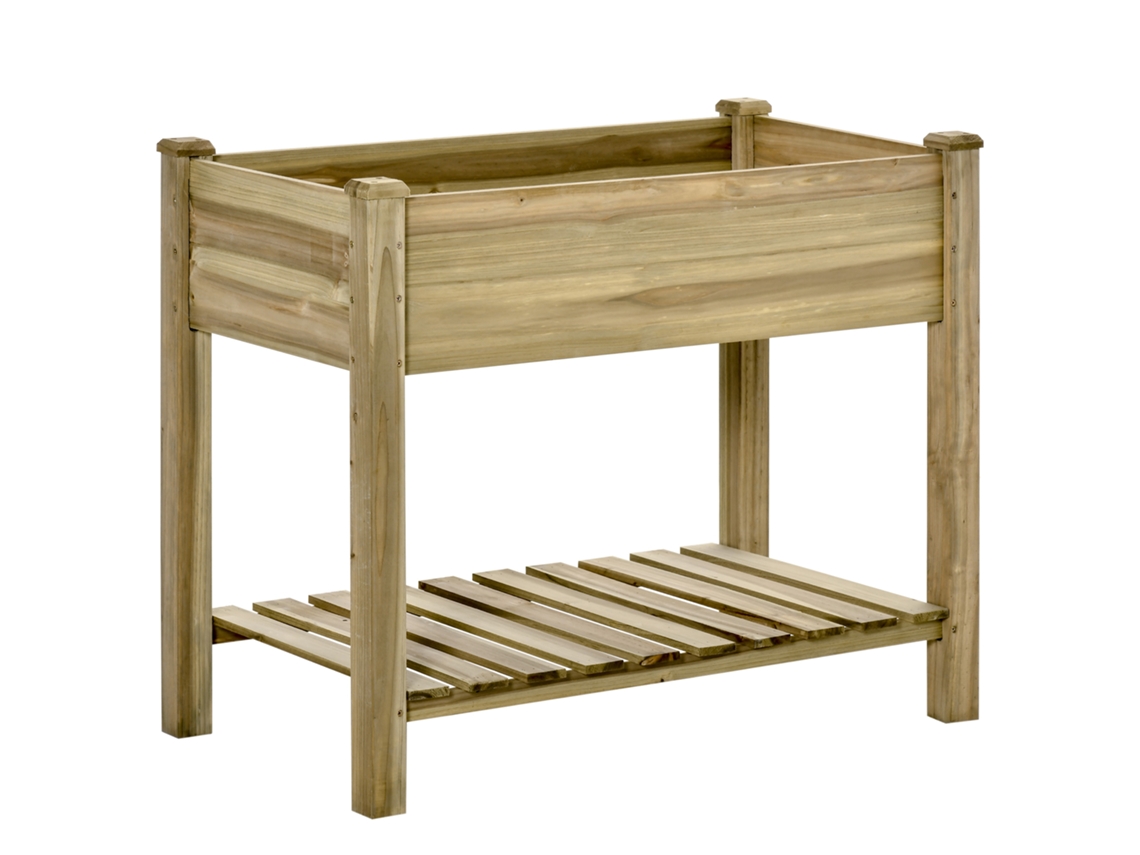 Jardineira CHEZMOI elevada, com prateleira, 91x51x76cm