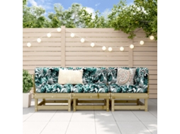 Vidaxl 3 Pcs Conjunto Lounge De Jardim Madeira De Pinho Impregnada