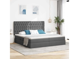 Vidaxl Cama De Armazenamento Led Com Colchão Cinzento-escuro