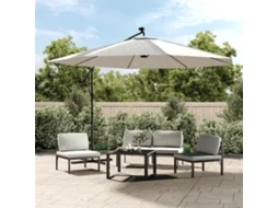 Protetor solar cantilever com luzes LED e poste de metal 350 cm areia Dkd Home Decor