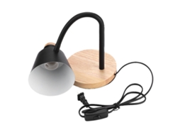 Luminária de mesa LED E27 CA 85-265 V com base de madeira e ferro, flexível, plugue americano