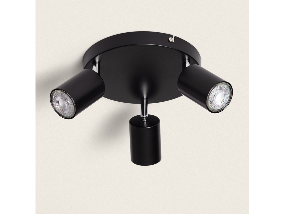 Candeeiro de Teto Orientável Circular Metal 3 Focos Albus Black