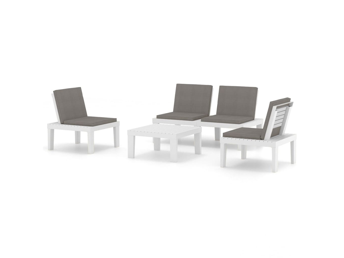 Conjunto de 4 Lounge de Jardim com Almofadões Plástico Branco MAISON EXCLUSIVE