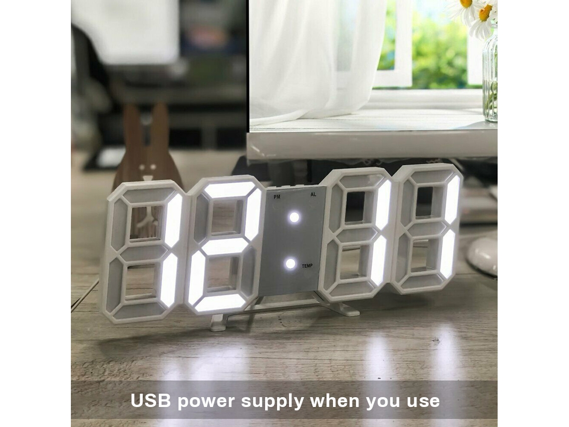Relógio De Parede Digital Led, Despertador, Data Usb, Medidor De Temperatura, Decoração De Mesa Para Casa SUNNY SPACES