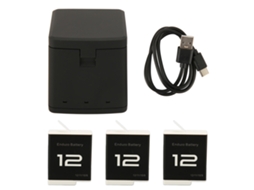 Aetheria carregador de Bateria 3 Canais para Câmera com 3 Baterias Li ion Recarregáveis 1800mah
