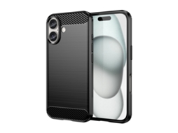 Capa De Tpu Para Iphone 16 - Textura Escovada De Fibra De Carbono