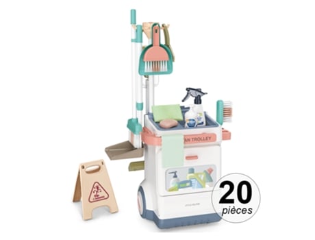 Carrinho de Limpeza para Crianças Conjunto de 20 Peças Branco TECHKIDZ