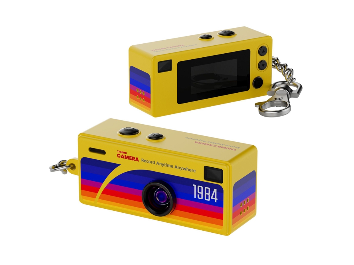 Mini Câmara Digital - Câmara Chaveiro - Gravador Vídeo Retro 1080p - Câmara Portátil Estilo Y2k - Abs - Amarelo