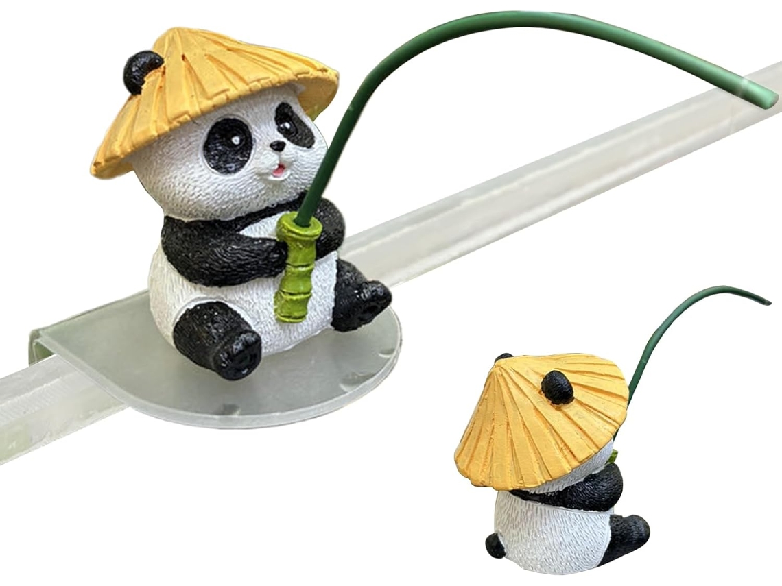 Estatueta de Animal Panda Pescando em Resina, Enfeite de Mesa, Estátua de Jardim, Decoração Externa, Miniatura para CHABERLU