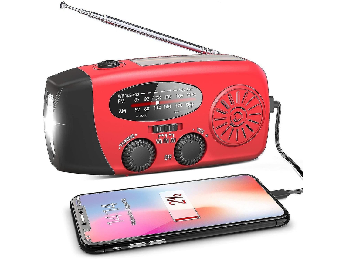 Rádio Emergency Solar Hand Crank Weather With Led Flashlight Phone Power Bank Charger