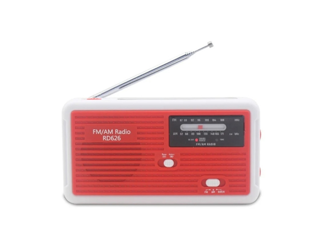 Rádio com manivela solar e lanterna multifuncional BESTVITE (vermelho)