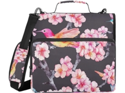 Massa escolar com estampa floral e bege, 3,8 cm de comprimento, 3 anéis, para facilitar o transporte e a data de entrega.