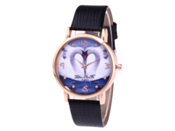 Reloj De Pulsera De Cuarzo Simple Con Patrón De Corazón Para Mujer Zhoulianfa Negro
