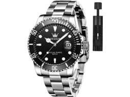 Lurelia Relógio Digital Masculino, Movimento De Quartzo, Cronógrafo, Cronómetro, Luminoso, 41 Mm, 1,6 Polegadas, Aço Inoxidável, Vidro Mineral, Preto