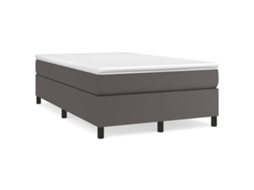 Vidaxl Cama Boxspring Com Colchão 120x190 Cm Couro Artificial Cinzento