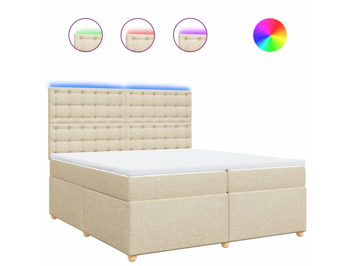Cama com Molas/colchão 200x200 Cm Tecido Cor Creme MAISON EXCLUSIVE