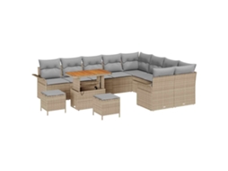 Maison Exclusive - Conjunto De Sofá De Jardim 12 Pcs Bege E Cinza Claro