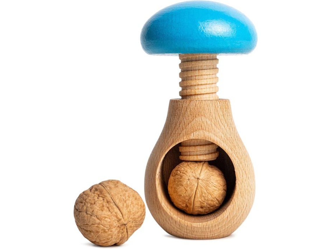 Casse Noix Criativo Casa Champignon Manual Madeira Azul 10x7 cm