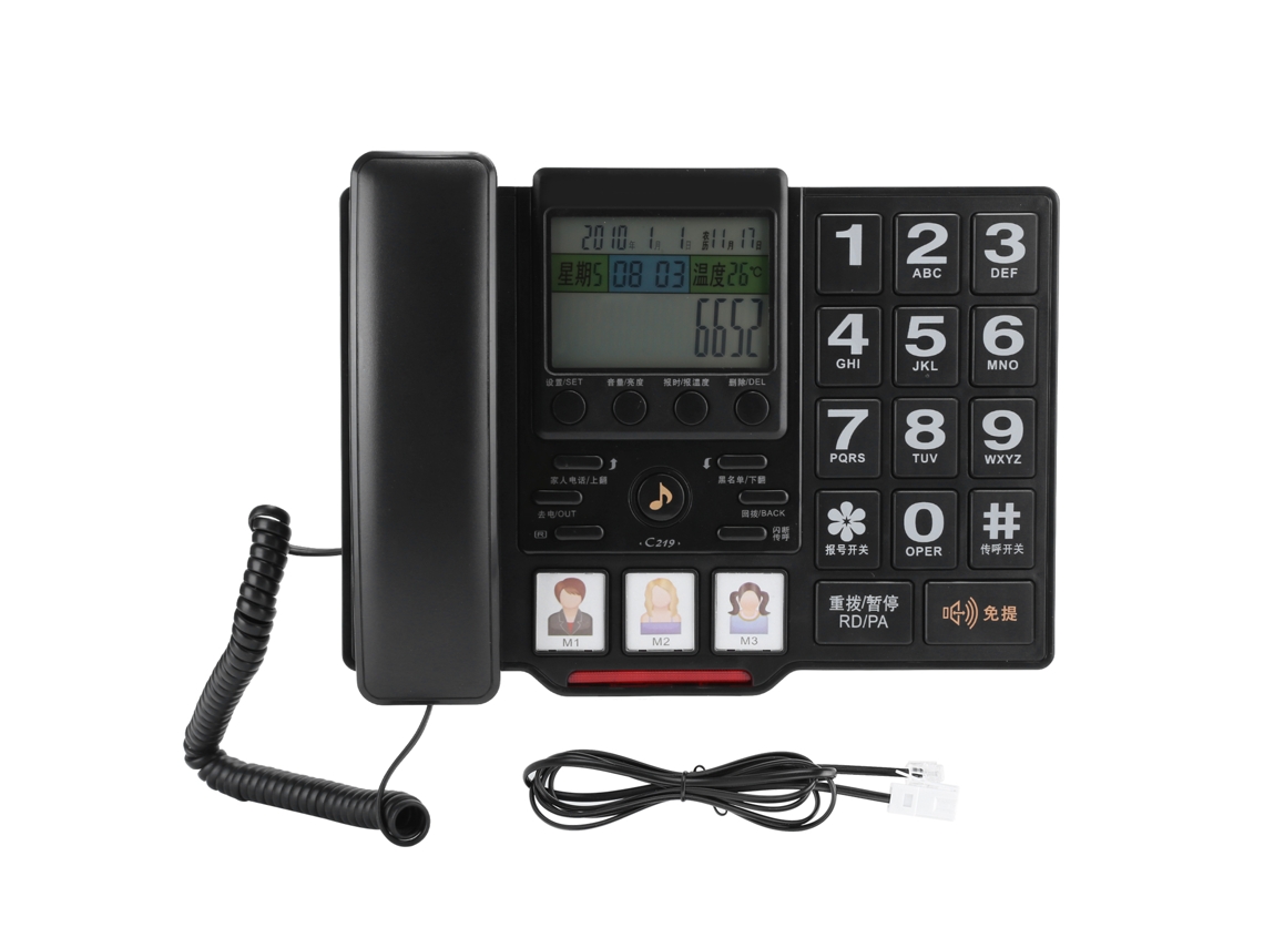 Aetheria telefone Fixo Residencial de Alta Qualidade com Retroiluminação e Funções de Armazenamento Preto