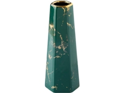 Vaso De Cerámica Mármol Verde Oro 20cm Diseño Alto Decorativo Para Hogar Fiesta Boda Centro Mesa