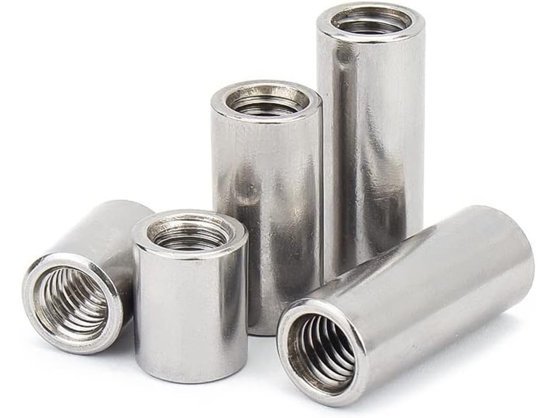 Conjunto de 10 Peças Acoplamento Redondo Porcas Alongadas Aço 304 M3 M4 M5 M6 M8 Com Rosca Interna, Porcas