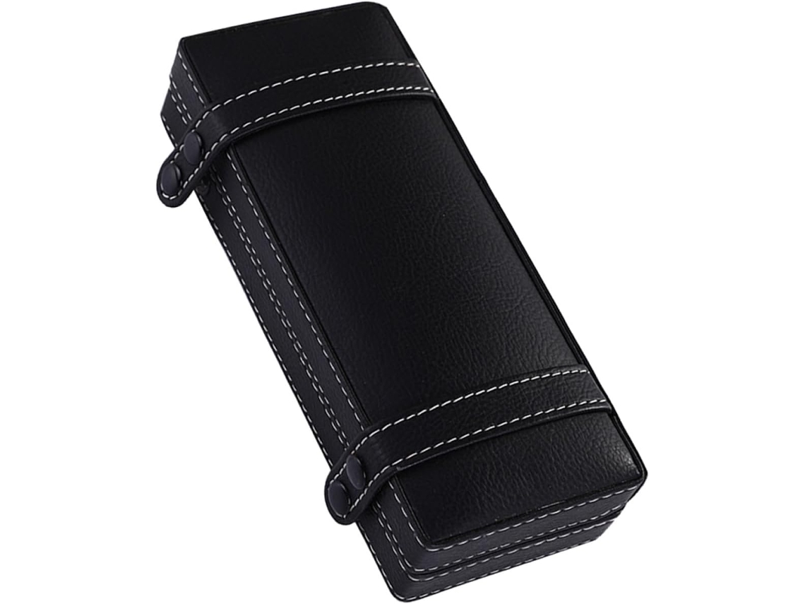 Estojo Para Canetas Em Couro Pu Preto, Porta-canetas Pequeno, Caixa Compacta E Vazia Com Tampa Segura, Para Presentear