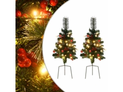 Vidaxl Árvore De Natal Artificial De Exterior Pré-iluminada 2 Pcs Pvc