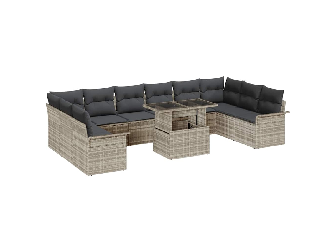 Vidaxl Conjunto De Sofá De Jardim 11 Unid. Cinzento-claro