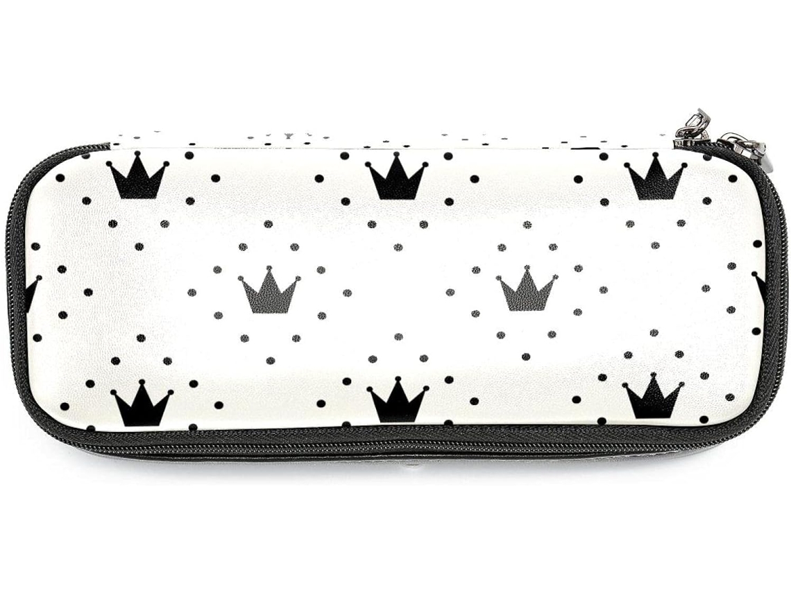 Estojo grande com estampa de coroa, organizador de maquiagem, ideal para escola, mesa, adultos, meninas e meninos.