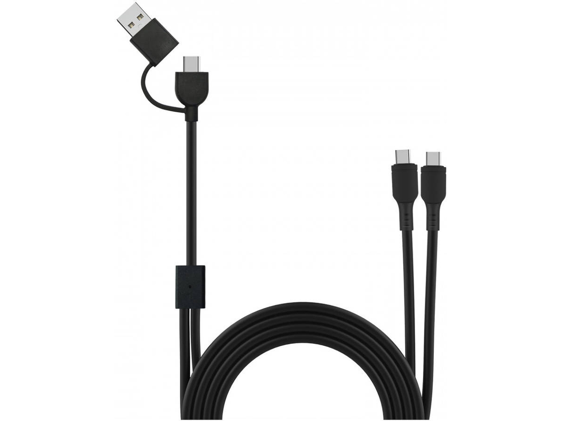 Cabo MUVIT USB-C + USB-A Doble Cabo A USB-C (3A - 15W - 0,2M - Preto)
