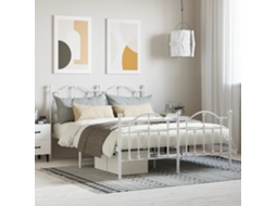 Estrutura De Cama Com Cabeceira E Pés 140x190 Cm Metal Branco