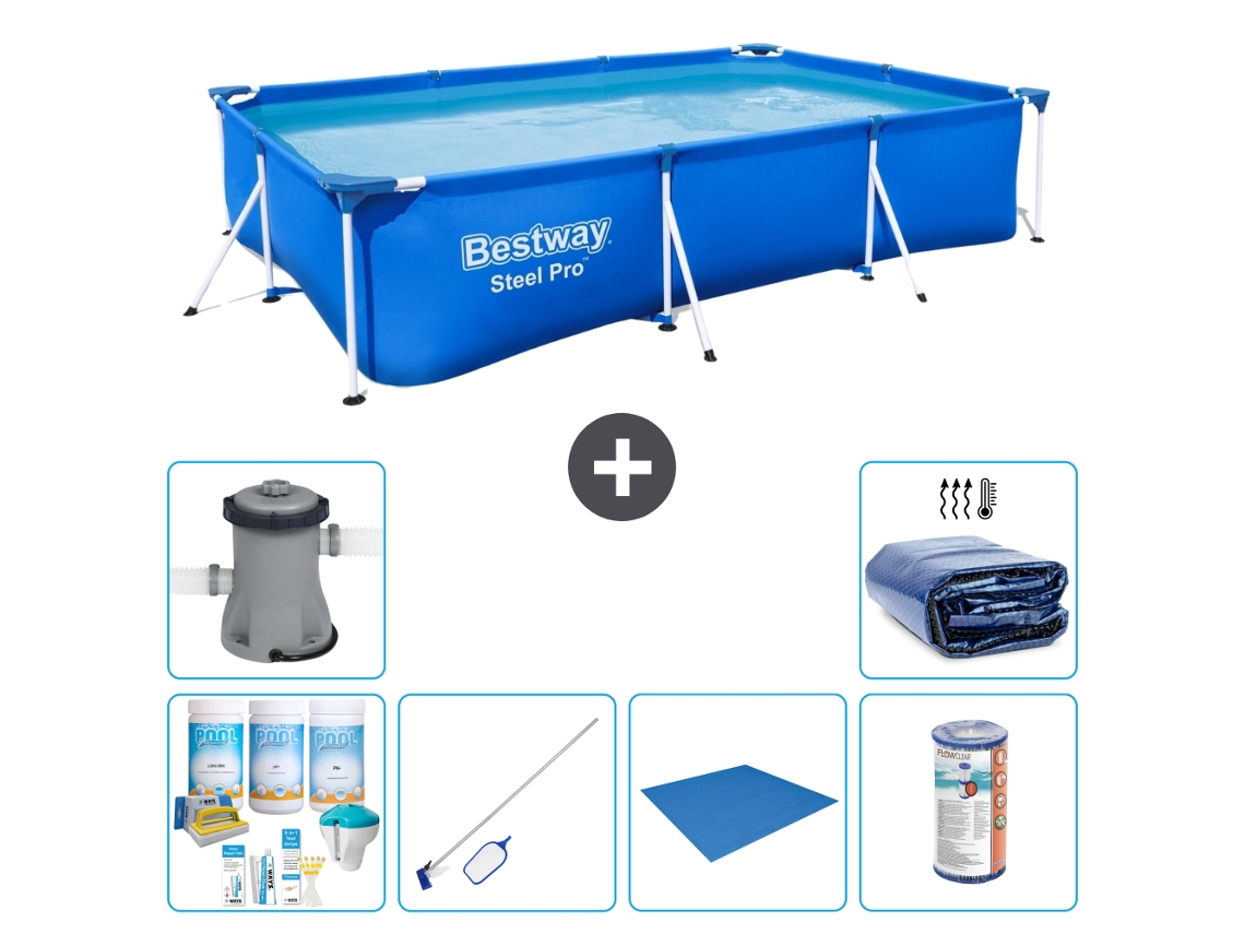 Bestway Piscina Bestway Steel Pro Retangular - 300x201x66 Cm - 7-peças S21555