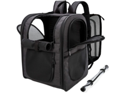 Mochila de Transporte para Cães e Gatos AQUAFORGE dobrável expansível com dimensões 32x28x42cm preta