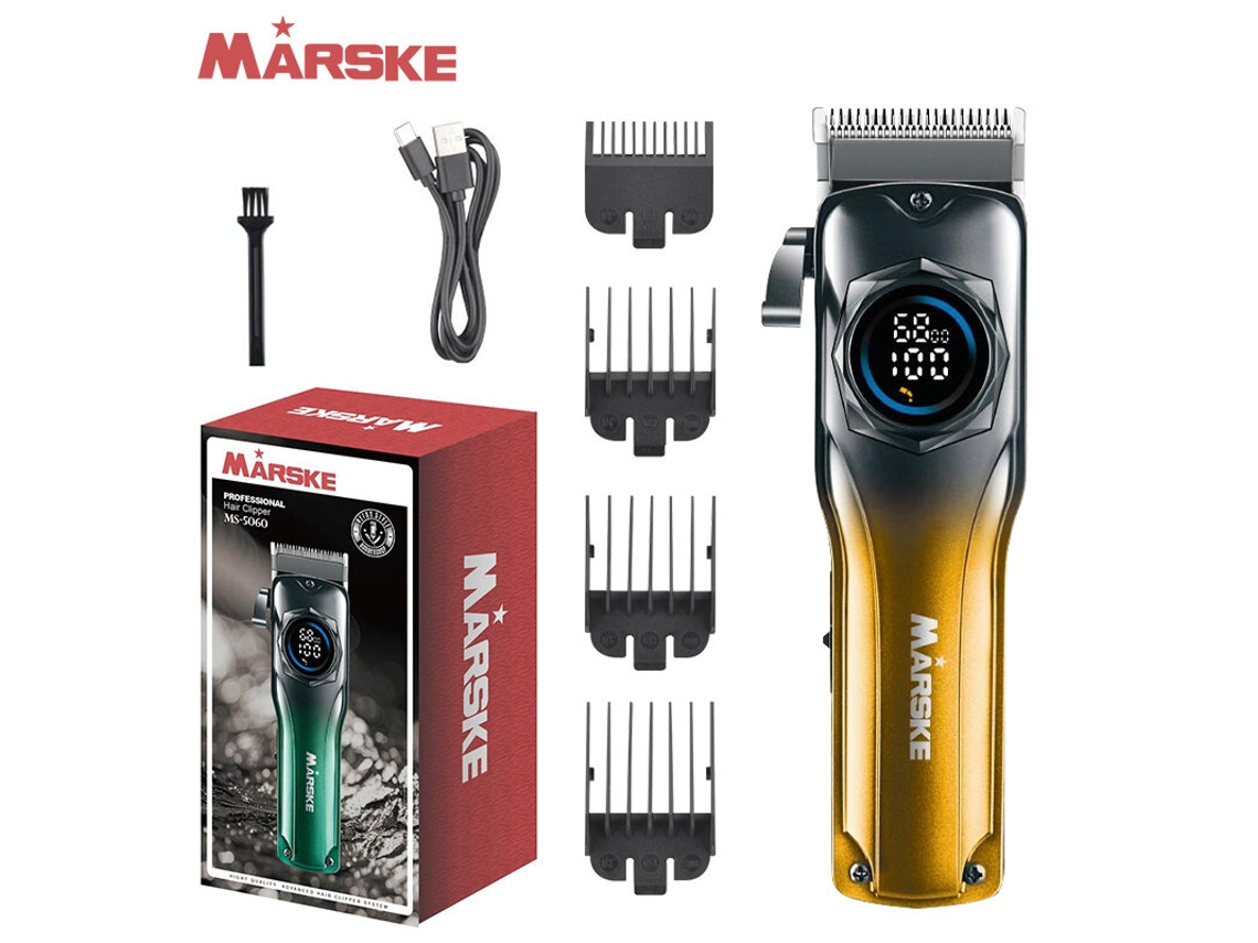 Greenmarske Máquina Cortar Cabelo Profissional Lâmina Aço Inoxidável Corte Preciso Alta Potência Baixo Ruído Led Recarregável Ajustável