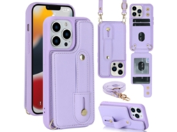 Suporte Casa Pega Para Iphone 15 Pro Max Pele Sintética Com Porta-cartões Roxo
