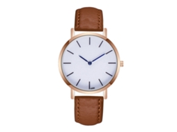 Reloj De Cuarzo Masculino Con Correa De Cuero Pu, Dial Escala Y Agujas Azules, Moda (café Claro)