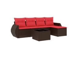 Conjunto de Sofá de Jardim, 6 Peças, Almofadas, Rattan Preto MAISON EXCLUSIVE