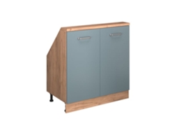 Móvel De Armazenamento Sob Inclinação Rion, Com 2 Portas, Azul Acinzentado/oregon Dourado, Carvalho Resistente Dourado, Vicco 2