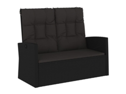 Maison Exclusive - Banco De Jardim Reclinável Com Almofadões 118 Cm Vime Pe Preto