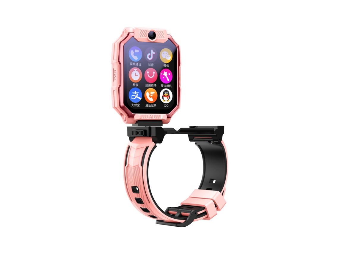 (rosa) Smartwatch Infantil 4g Com Câmera Dupla E Pulseira Para Pescoço