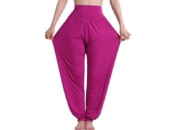 2026 pantalones Harem de Yoga para Mujer Hippie Boho Verano Baggy Joggers Elásticos Modales L Morado Rojo