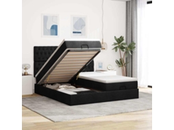63 / 5,000vidaxl Estrutura De Cama Otomana Com Colchões Tecido Preto
