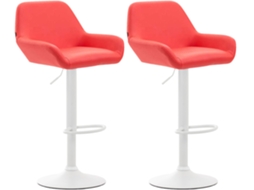 Conjunto de 2 bancos de bar Braga em imitação de pele vermelho/branco CLP