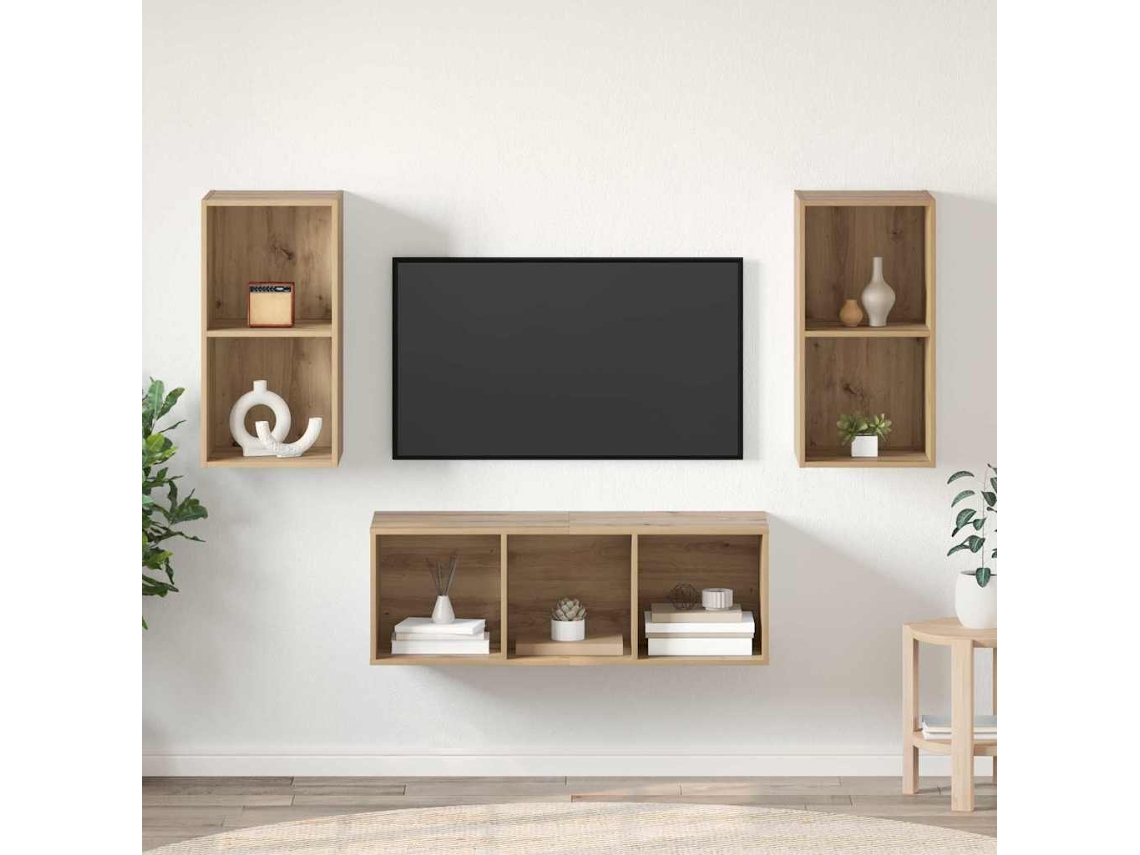 Vidaxl Conjunto de Móvel de Tv Carvalho Artesanal 37 X 37 X 107 Cm