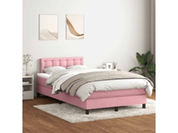 Cama Com Molas/colchão 120x220 Cm Veludo Rosa