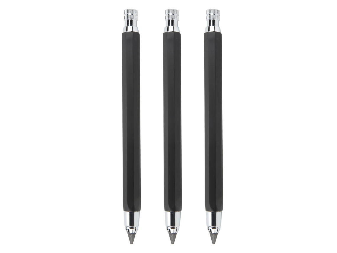 3 Peças De Lápis Mecânico Carpinteiro 5,6mm Ferramenta De Marcação Conjunto Para Trabalho De Madeira Preto