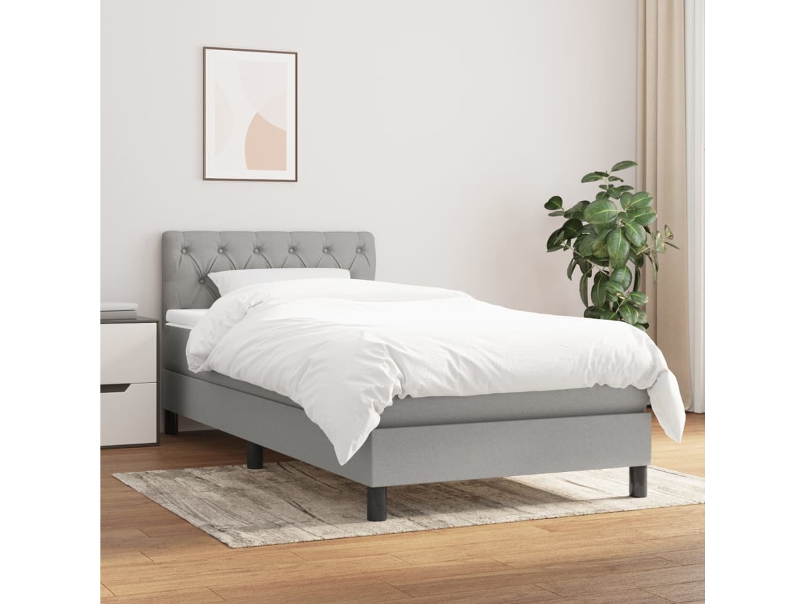 Vidaxl Cama Com Molas/colchão 80x200 Cm Tecido Cinza-claro